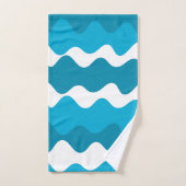 Blauw en wit horizontaal golvenpatroon bad handdoek (Handdoek)