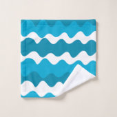 Blauw en wit horizontaal golvenpatroon bad handdoek (Wasdoekje)