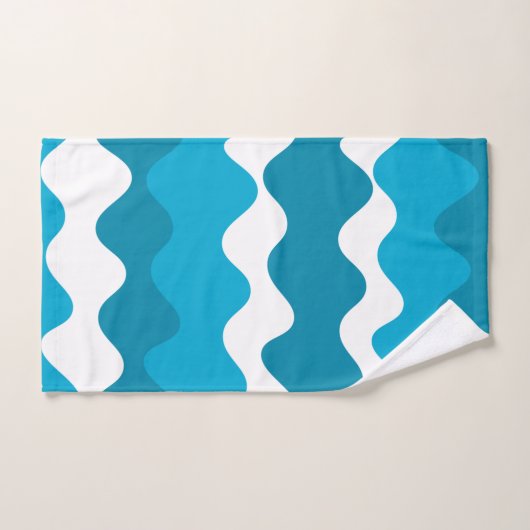 Blauw en wit horizontaal golvenpatroon bad handdoek (Handdoek)