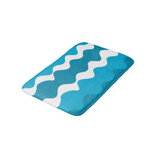 Blauw en wit horizontaal golvenpatroon badmat (Gekanteld)