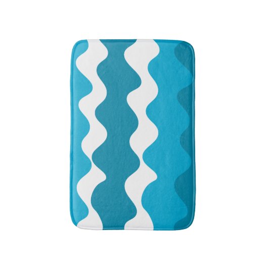 Blauw en wit horizontaal golvenpatroon badmat (Voorkant Verticaal)