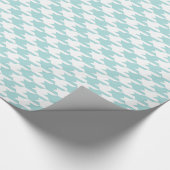 Blauw en wit houndstooth-patroon cadeaupapier (Hoek)