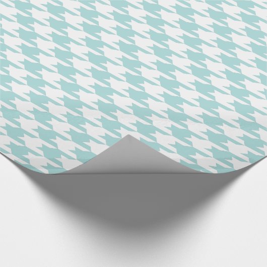 Blauw en wit houndstooth-patroon cadeaupapier (Hoek)