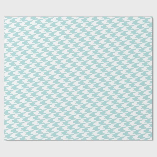 Blauw en wit houndstooth-patroon cadeaupapier (Vlak)