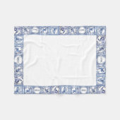 Blauw en Wit Houten Tegels Aangepaste Naam Fleece Deken (Voorkant (Horizontaal))