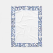 Blauw en Wit Houten Tegels Aangepaste Naam Fleece Deken (Voorkant)