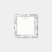 Blauw en Wit Houtland Toile Patroon Persoonlijk Post-it® Notes (Voorkant)