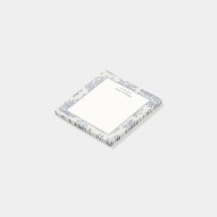 Blauw en Wit Houtland Toile Patroon Persoonlijk Post-it® Notes