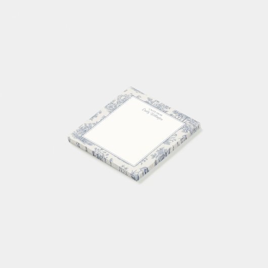 Blauw en Wit Houtland Toile Patroon Persoonlijk Post-it® Notes (Schuin)