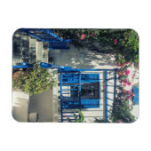 Blauw en wit huis in Mykonos, Griekenland Magneet (Horizontaal)