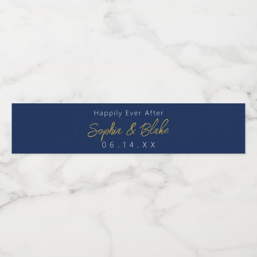 Blauw en wit huwelijk waterfles etiket (Enkel label)