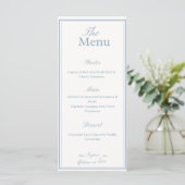 Blauw en wit Huwelijks Menu (Staand voorkant)