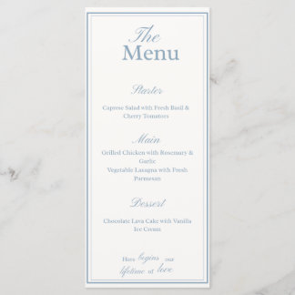 Blauw en wit Huwelijks Menu