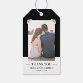 Blauw en Wit Huwelijksfoto Custom Gift Labels Cadeaulabel (Achterkant)