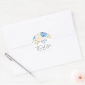 Blauw en wit Hydrangea Bloemen Verjaardag Dank u Ronde Sticker (Envelop)