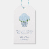 Blauw en wit Hydrangea Ginger Jar Baby shower Cadeaulabel (Voorkant)