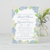 Blauw en wit Hydrangea Vrijgezellenfeest Kaart (Staand voorkant)