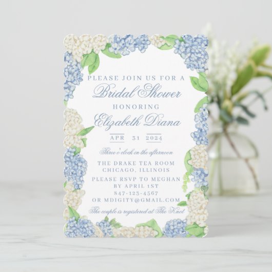 Blauw en wit Hydrangea Vrijgezellenfeest Kaart (Staand voorkant)