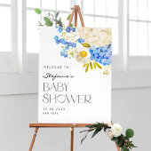Blauw en wit Hydrangeas Baby shower Welkom Poster