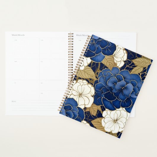 Blauw en wit Hydrangeas Chiyogami Planner (Display)