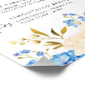 Blauw en Wit Hydrangeas Trouwhandtekening Drinken Poster (Hoek)