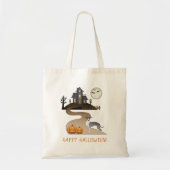 Blauw en wit Iggy en halloween Hauned House Tote Bag (Voorkant)