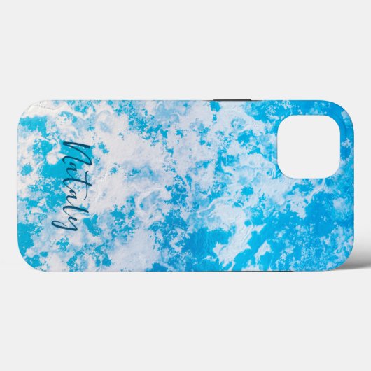 Blauw en wit ijsoppervlak gepersonaliseerd Case-Mate iPhone case (Achterkant (horizontaal))