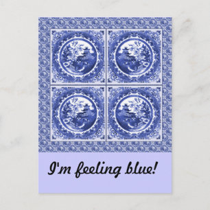 Blauw en wit, ik voel me blauw briefkaart