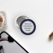 Blauw en Wit Inhaleren Moed Uitademen Angst Ronde Button 3,2 Cm