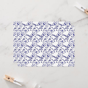 Blauw en wit inpakpapier met een afbeelding kaart