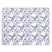 Blauw en wit inpakpapier met een afbeelding kalender (Hoes)