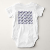 Blauw en wit inpakpapier met een afbeelding romper (Achterkant)