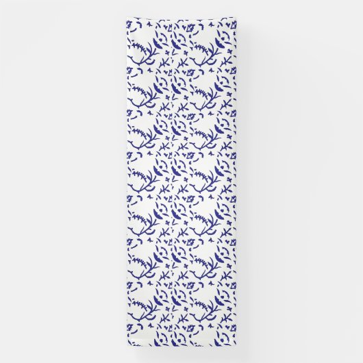 Blauw en wit inpakpapier met een afbeelding spandoek (Verticaal)