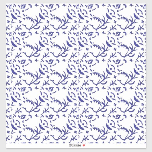 Blauw en wit inpakpapier met een afbeelding sticker (Vel)
