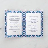 Blauw en Wit Islamitische Arabesque Moslim Bruilof (Binnen)