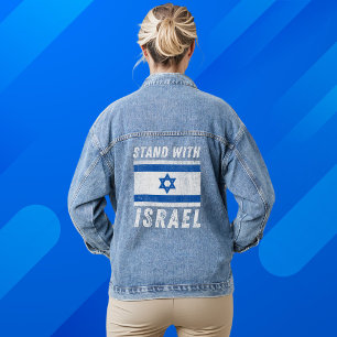 Blauw en Wit Israël Vlag, Steun Israël Denim Jacket