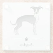 Blauw en wit Italiaans grijnshond met aangepaste t Glazen Onderzetter (Achterkant)