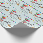 Blauw en wit Italiaans grijnwindje kleurrijke fees Cadeaupapier (Hoek)