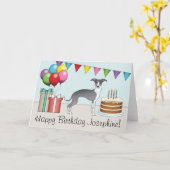 Blauw en wit Italiaans grijnwindje kleurrijke fees Kaart (Gele Bloem)