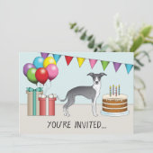 Blauw en wit Italiaans grijnwindje kleurrijke fees Kaart (Staand voorkant)