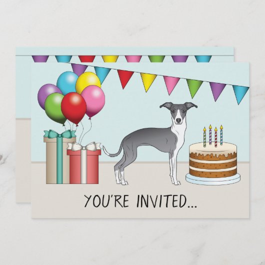 Blauw en wit Italiaans grijnwindje kleurrijke fees Kaart (Voorkant / Achterkant)