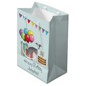 Blauw en wit Italiaans grijnwindje kleurrijke fees Medium Cadeauzakje (Voorkant Gekanteld)