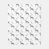 Blauw en wit Italiaans grijswindpatroon met naam Fleece Deken (Voorkant)