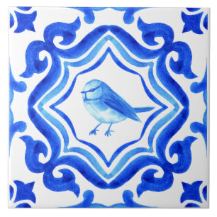 Blauw en wit Italiaans handgeschilderd mediterraan Tegeltje
