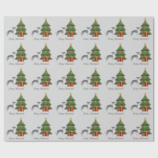 Blauw en wit Italiaans kruid en kerstboom Cadeaupapier (Vlak)