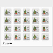 Blauw en wit Italiaans kruid en kerstboom Vierkante Sticker (Vel)