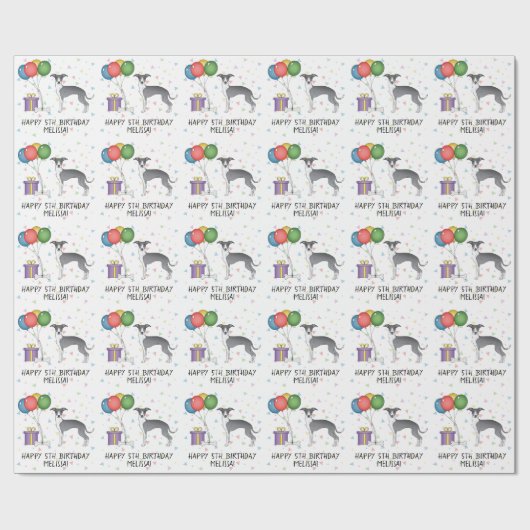 Blauw en wit Italiaans kruid - Happy Birthday Cadeaupapier (Vlak)