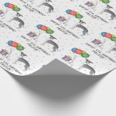 Blauw en wit Italiaans kruid - Happy Birthday Cadeaupapier (Hoek)