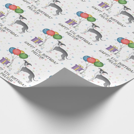 Blauw en wit Italiaans kruid - Happy Birthday Cadeaupapier (Hoek)