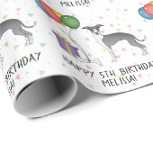 Blauw en wit Italiaans kruid - Happy Birthday Cadeaupapier (Rol Hoek)